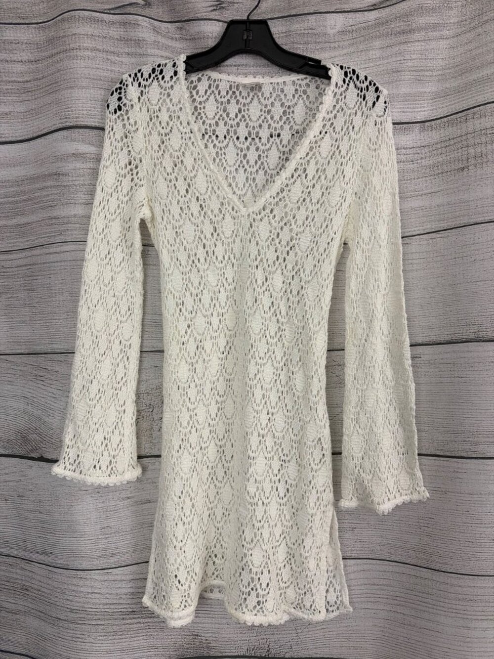 Milly Cabana Crochet Lace V-Neck Coverup With Tie Size 8